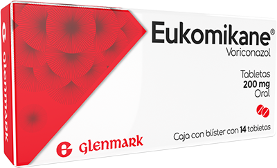 [8904091120499] Eukomikane Voriconazol Tableta Cada Tableta contiene: Voriconazol 200 mg Envase con 14 Tabletas.