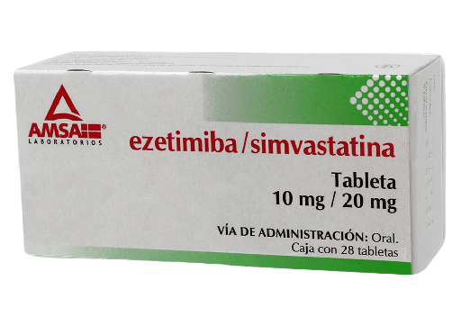 [7501349024540] Ezetimiba-simvastatina Comprimido Cada Comprimido contiene: Ezetimiba 10 mg Simvastatina 20 mg Envase con 28 Comprimidos.