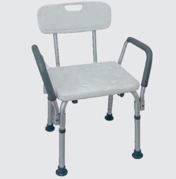 [ED500101] Silla ducha con descansabrazos Aluminio pulido con descansabrazo respaldo y asiento
de plástico ajuste de altura