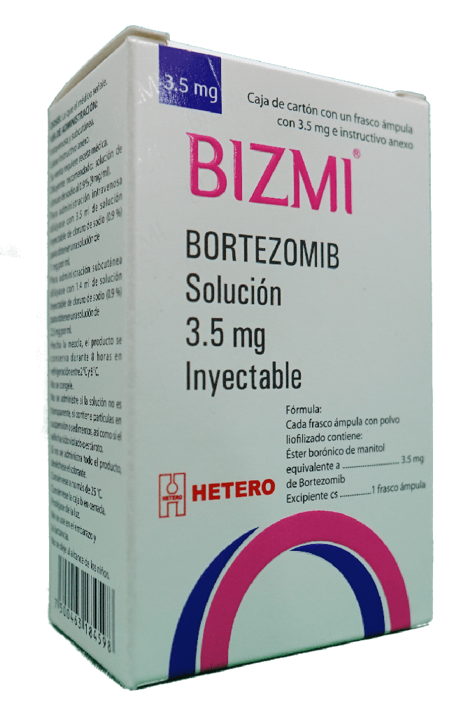 Bizmi Bortezomib Solución Inyectable Cada frasco ámpula con liofilizado contiene: Bortezomib 3.5 mg Envase con un frasco ámpula. HETERO