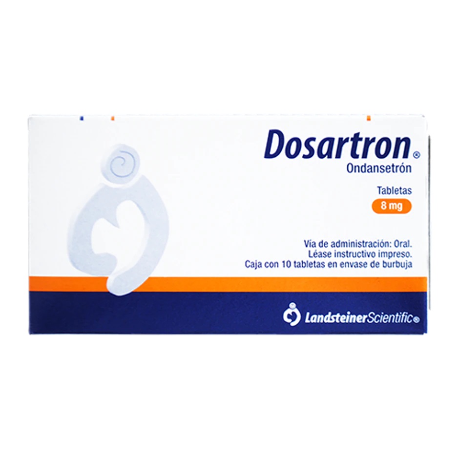 Dosartron Ondansetrón Tableta Cada Tableta contiene: Clorhidrato dihidratado de ondansetrón equivalente a 8 mg de ondansetrón Envase con 10 Tabletas. LANDSTEINER