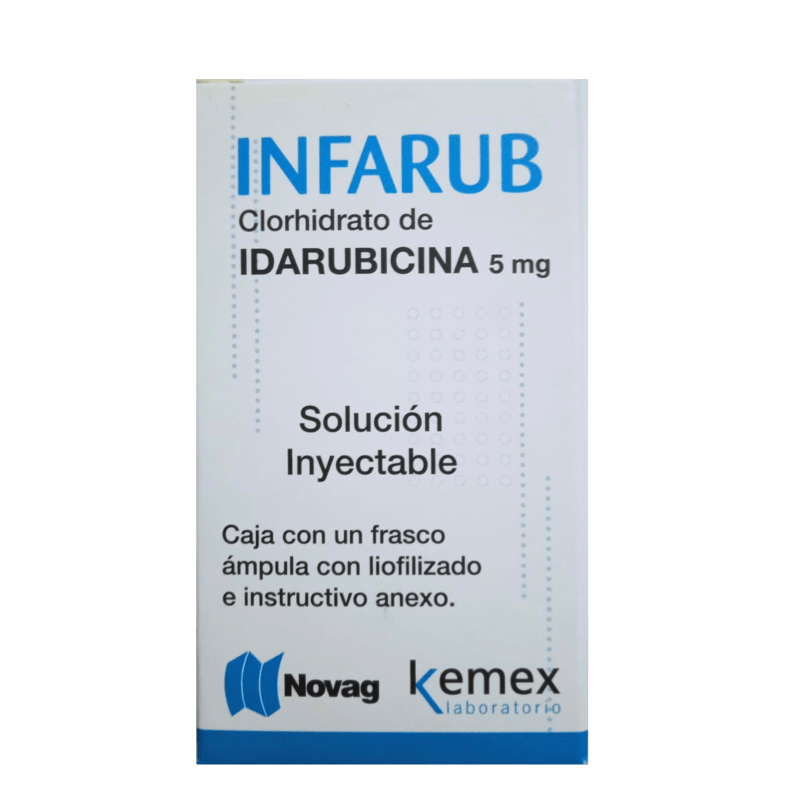 Infarub Idarubicina Solución Inyectable Cada frasco ámpula contiene: Clorhidrato de idarubicina 5 mg Envase con frasco ámpula con liofilizado o frasco ámpula con 5 ml (1 mg/ml). KEMEX