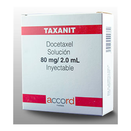 Somatixel Docetaxel Solución Inyectable Cada frasco ámpula contiene: Docetaxel anhidro o trihidratado equivalente a 80 mg de docetaxel Envase con un frasco ámpula con 80 mg y frasco ámpula con 6 ml de diluyente. ACCORD 