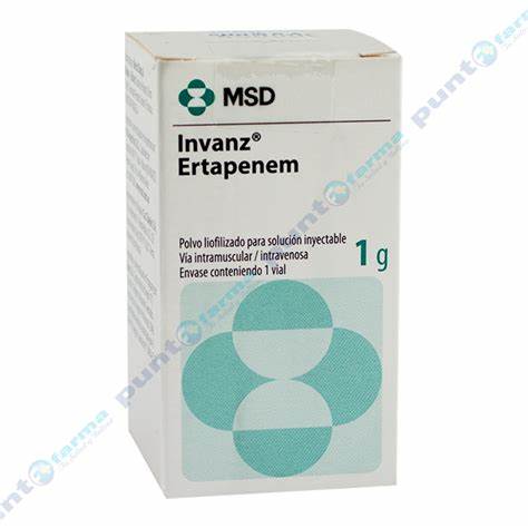 [7501326003186] Invanz Ertapenem sódico equivalente a 1 g de ertapenem Envase con un frasco ámpula con liofilizado. MSD