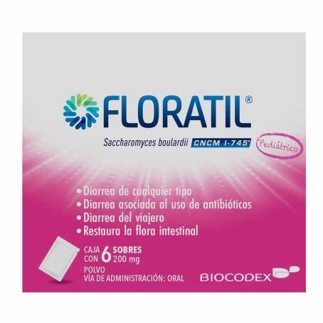 [7501298243009] Floratil Pediátrico 200 Mg 6 Sobre Pvo BIOCODEX