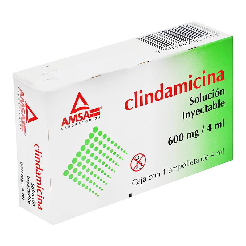 CLINDAMICINA (Amsa) Sol. Iny. c/1 AMPTA. 600 MG/4 ML. Clindamicina 600mg. (Sol. Inyectable). NA