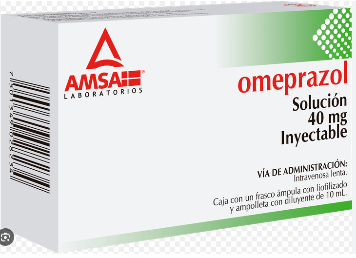 [7501349028234] OMEPRAZOL (Amsa) Sol. Iny. c/1 FCO. AMP. 40 MG/10 ML. Omeprazol 40mg. (Sol. Inyectable). 