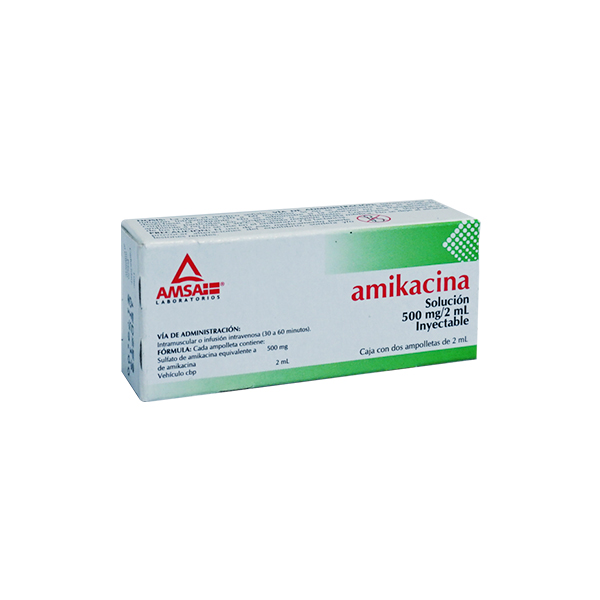 AMIKACINA (Amsa) Sol. Iny. c/1 AMPTA. 500 MG/2 ML. Amikacina 500mg. NA