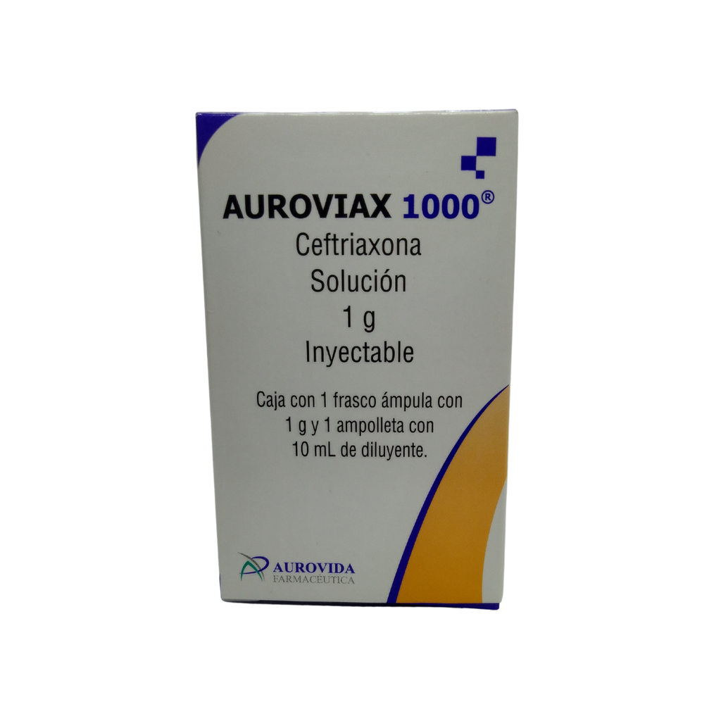 [7506331300237] Auroviax Ceftriaxona  1g Sol. Iny. IV. c/1 FCO. AMP. 1 G/10 ML. AUROVIDA