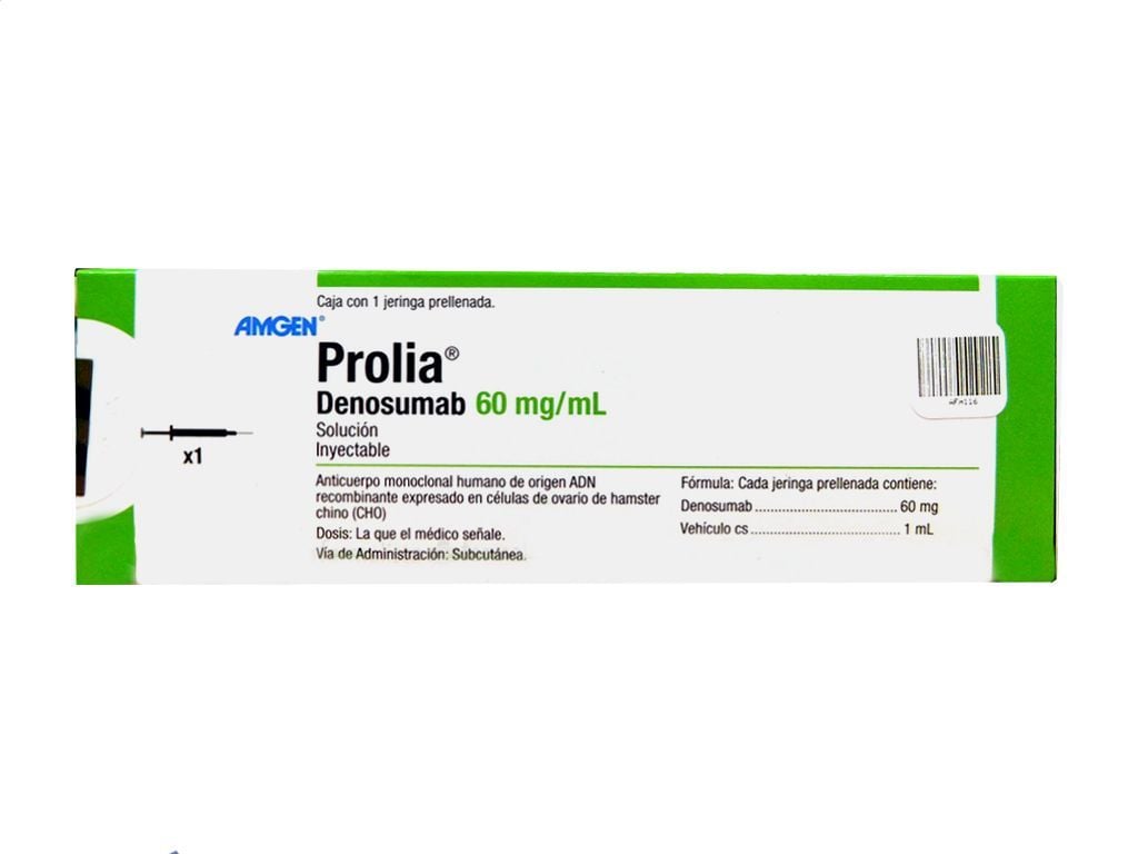 Prolia Denosumab Solución Inyectable Cada jeringa prellenada contiene: denosumab 60 mg Envase con una jeringa prellenada con 1 ml. AMGEN