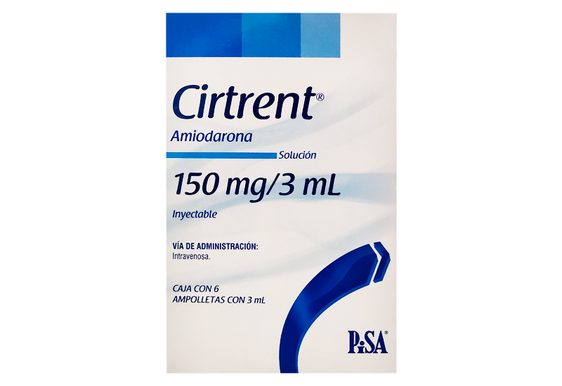 Amiodarona Solución Inyectable. Cada ampolleta contiene: Clorhidrato de amiodarona 150 mg Envase con 6 ampolletas de 3 ml PISA