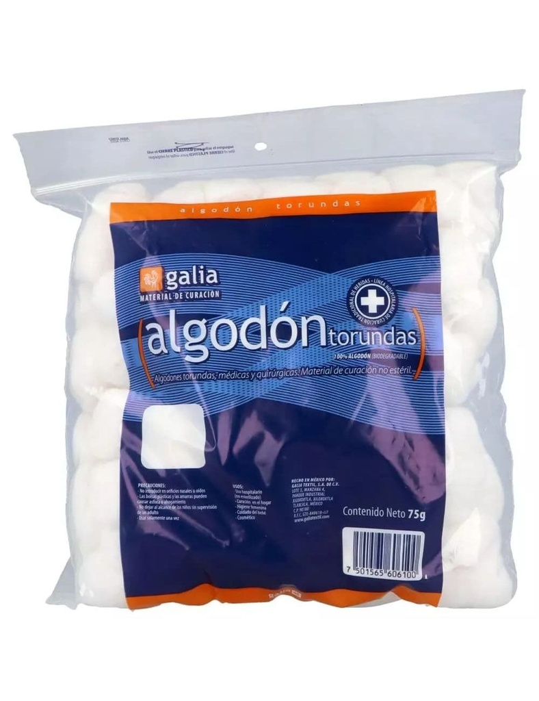ALGODON TORUNDAS (Galia) Bolsa c/ 75 G. Algodón torundas NA