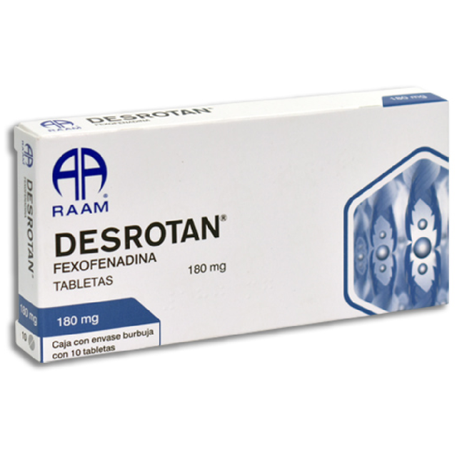 DESROTAN c/10 TABS. 180 MG. Fexofenadina 180mg. NA