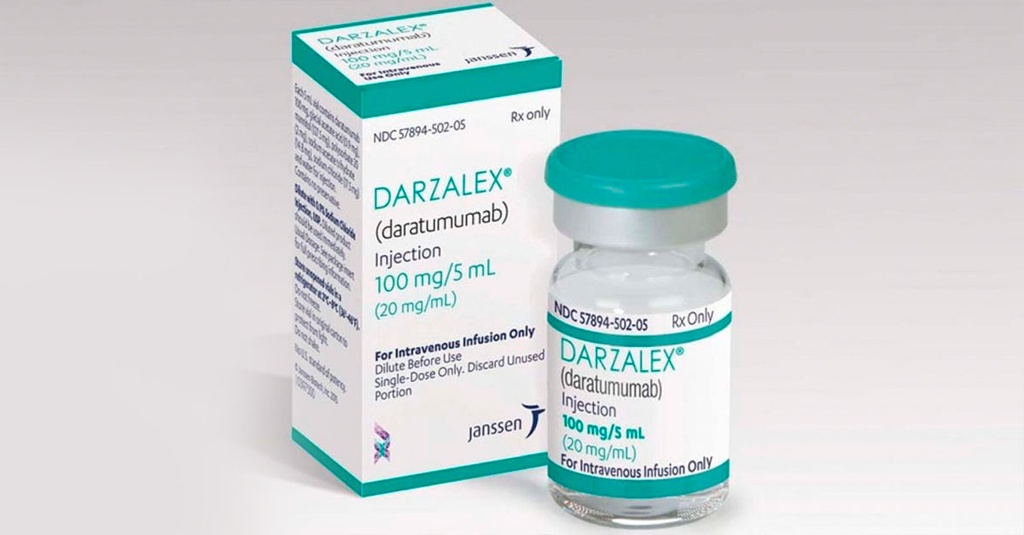 DARATUMUMAB SOLUCIÓN INYECTABLE Cada frasco ámpula contiene: Daratumumab 100.00 mg Envase con frasco ámpula con 100 mg en 5 mL 20 mg/mL. JANSSEN-CILAG