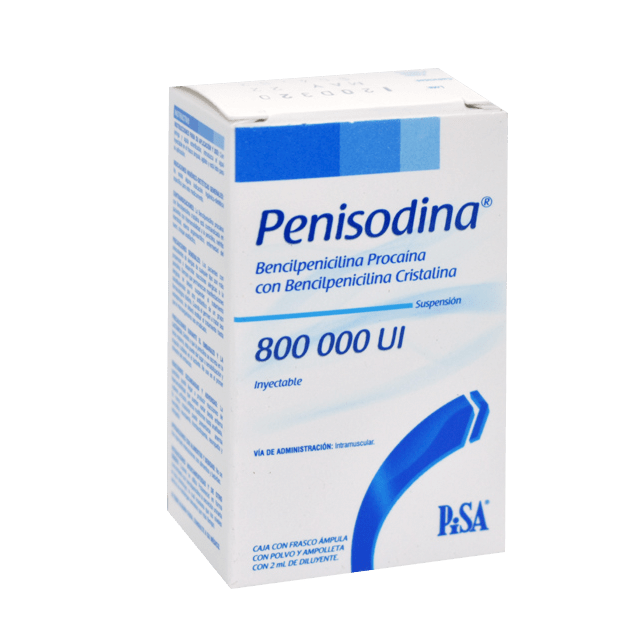 Bencilpenicilina procaínica con bencilpenicilina cristalina. Suspensión Inyectable Cada frasco ámpula con polvo contiene: Bencilpenicilina procaínica equivalente a 600 000 UI de bencilpenicilina Bencilpenicilina cristalina equivalente a 200 000 UI de bencilpenicilina. Envase con un frasco ámpula y 2 ml de diluyente. PISA