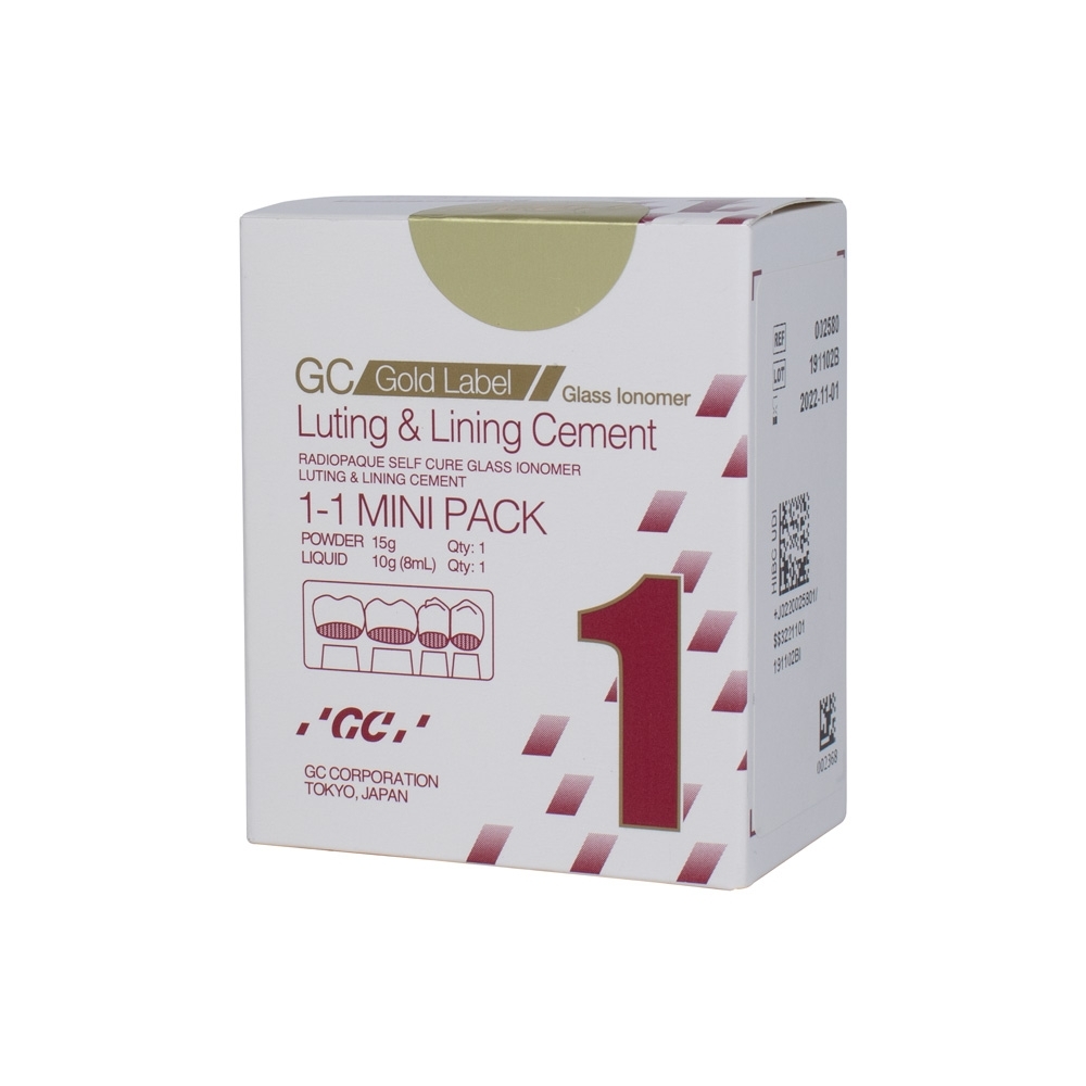 Ionomero de Vidrio Para Base o Restauracion Autocurable Tipo 1 de 10 Gr, 5.6 ML GC GOLD  LABEL 