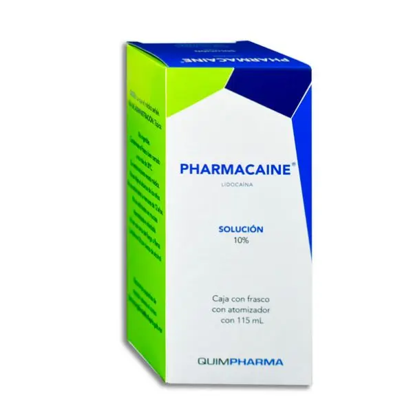 PHARMACAINE SOLUCIÓN 10% Fco. Atomizador 115 ML. Lidocaína (Solución topica al 10%). NA