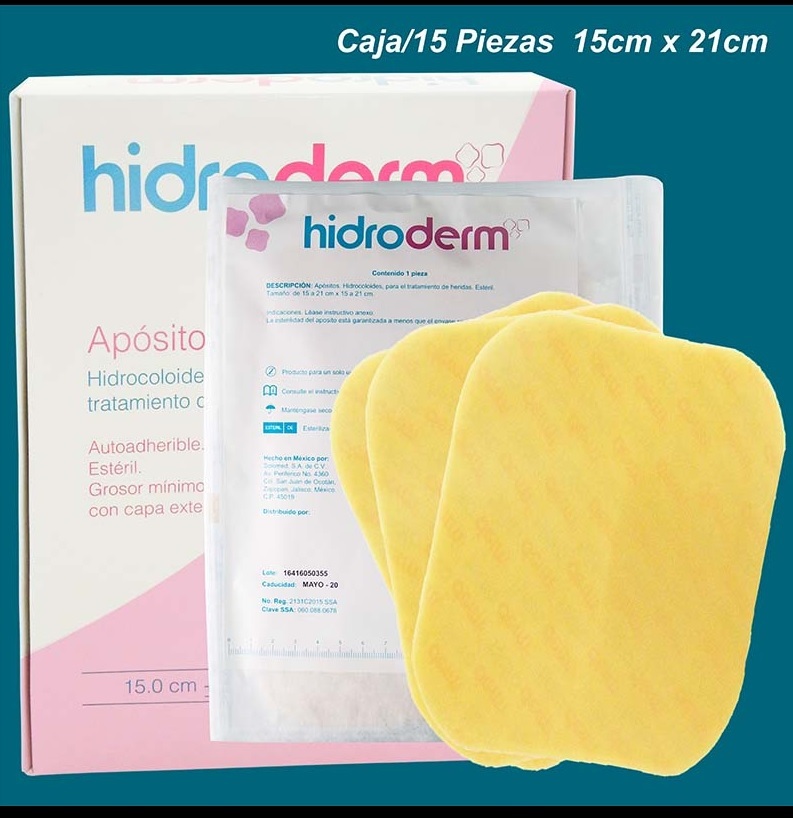 Apositos, Hidrocoloide para el Tratamiento de Heridas Esteril Tamaño DE 15 A 21 CM X 15  A 21 CM HIPODREM 