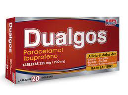 DUALGOS c/20 TABS. 200/325 MG. Ibuprofeno+Paracetamol (Tabs. Orales). NA