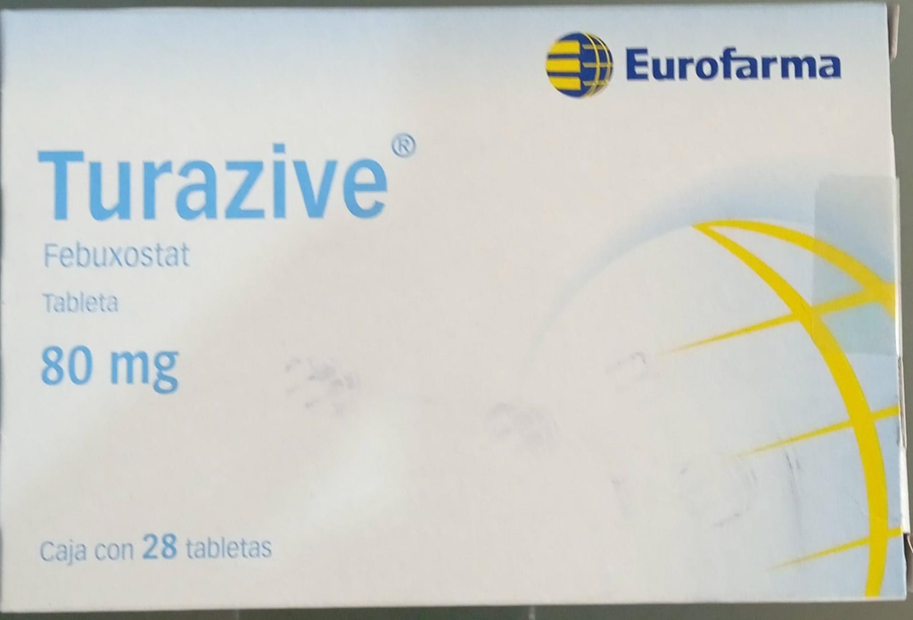 Turazive Febuxostat 80 Mg 28 Tabletas