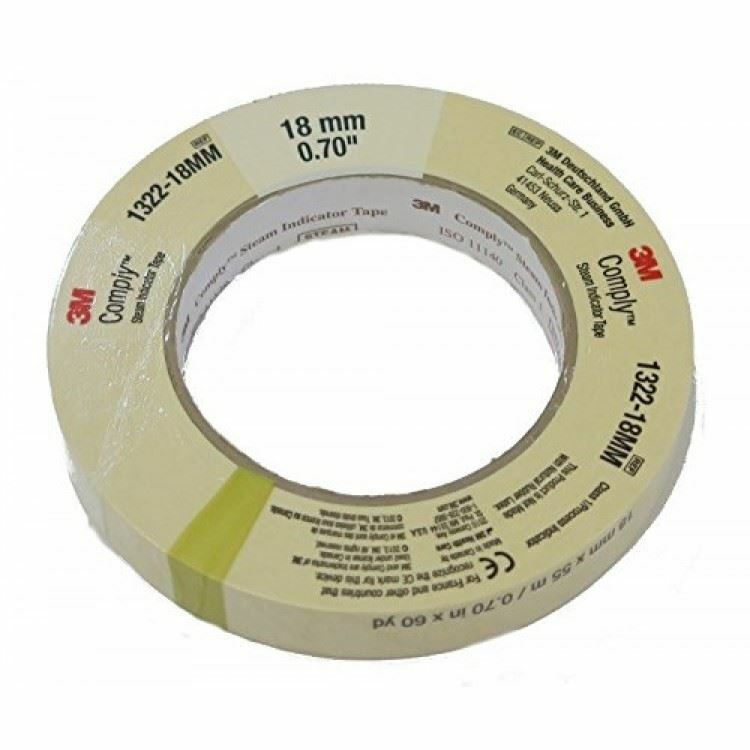 CINTA TESTIGO PARA ESTERILIZACIÓN EN VAPOR A PRESIÓN. 18MM X 50M. ROLLO. 3M