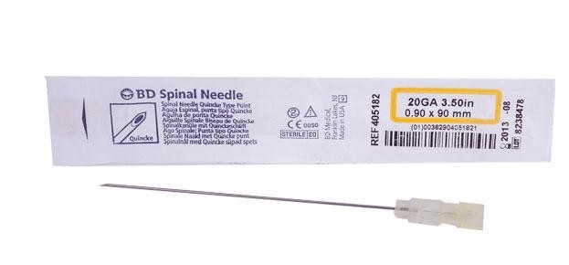 AGUJA ESPINAL NEEDLE DESECHABLE 20G X 3 1/2" BD