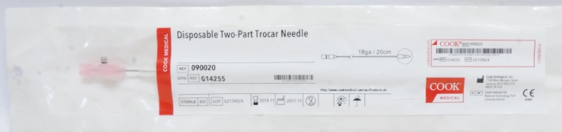 AGUJA CON PUNTA TROCAR CHIBA DESECHABLE 18G X 20CM COOK