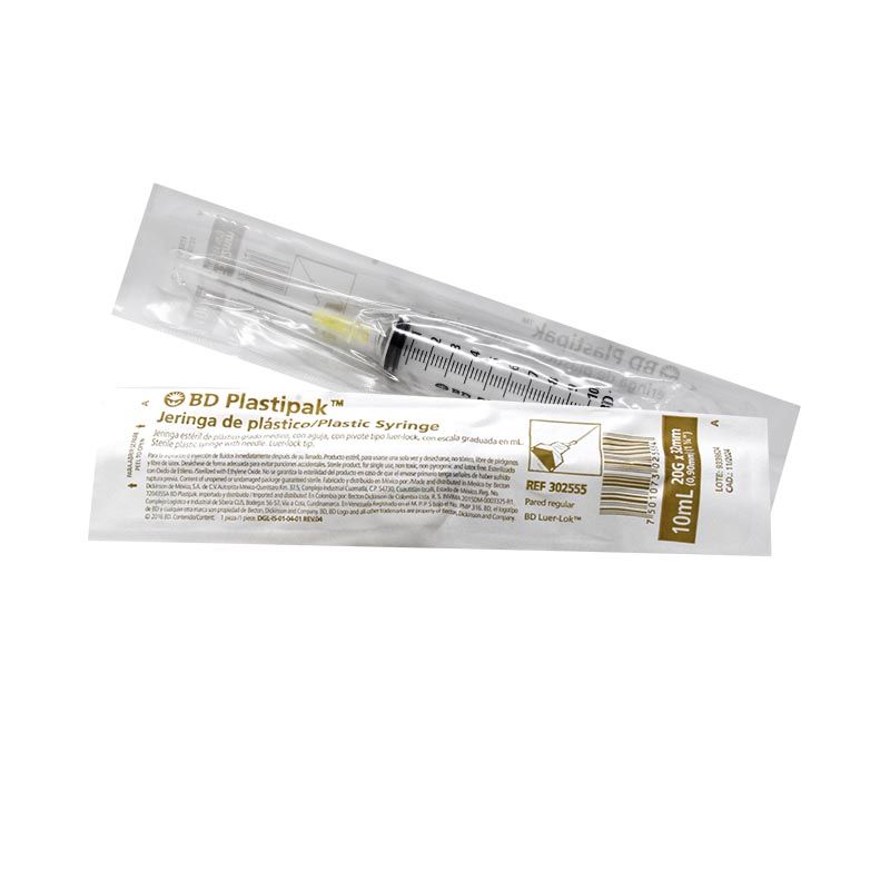 JERINGA AMARILLA HIPOALERGENICA DESECHABLE 10ML 20 X 32 CAJA CON 100 BD