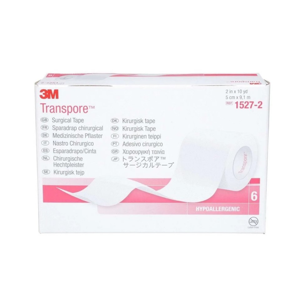 CINTA TRANSPARENTE PLÁSTICA MICROPERFORADA DE POLIETILENO; CON ADHESIVO HIPOALERGÉNICA. 2” (5CM) X 9M 3M