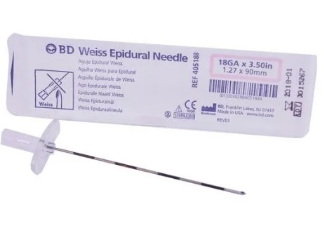 AGUJA ESPINAL NEEDLE DESECHABLE 18G X 3 1/2 BD