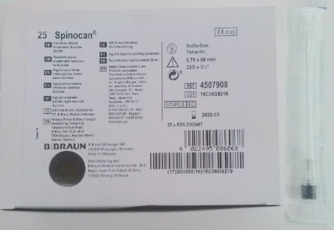 AGUJA SPINOCAN  22G X31/2 (88MM) BBRAUN