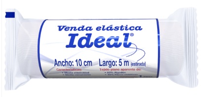 VENDA ELÁSTICA (Ideal) A: 10cm. L: 5mt. c/1 Pza. Venda elástica de Media compresión 10 x 5 NA