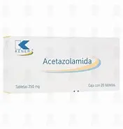Akezol Acetazolamida Tableta Cada Tableta contiene: Acetazolamida 250 mg Envase con 20 Tabletas.