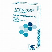 ATENKOR Sol. Iny. c/2 AMPTAS. 10-25 MG/1 ML. Ketorolaco+Tramadol (Inyectable). NA