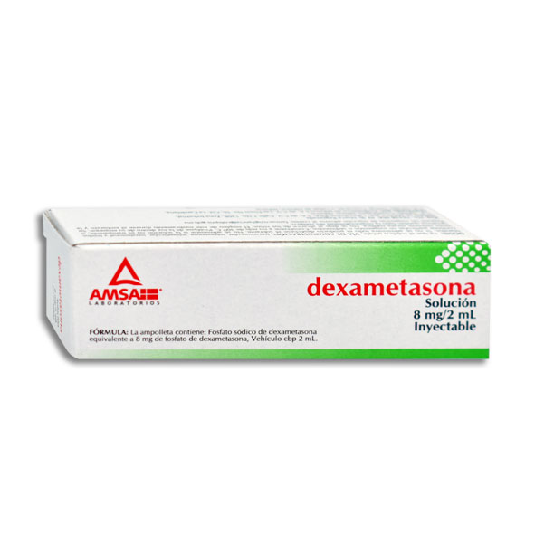 DEXAMETASONA (Amsa) Sol. Iny. c/1 AMPTA. 8 MG/2 ML. Dexametasona (Sol. Inyectable).