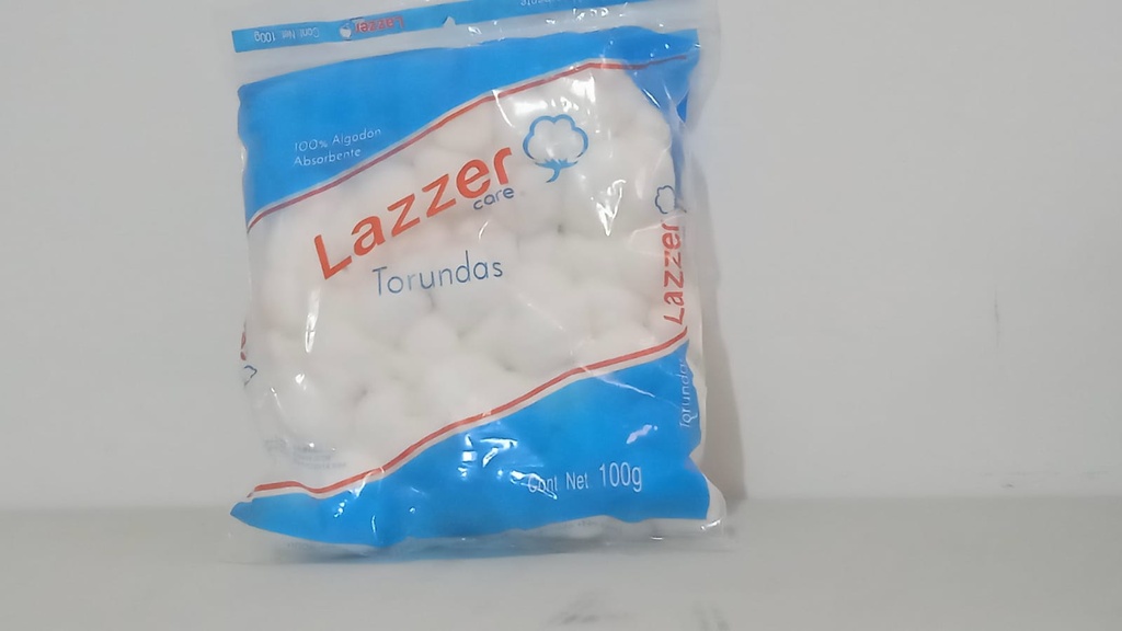 TORUNDAS de ALGODÓN ABSORBENTE (Lazzer Care) Bolsa c/100 G. Algodón torundas NA