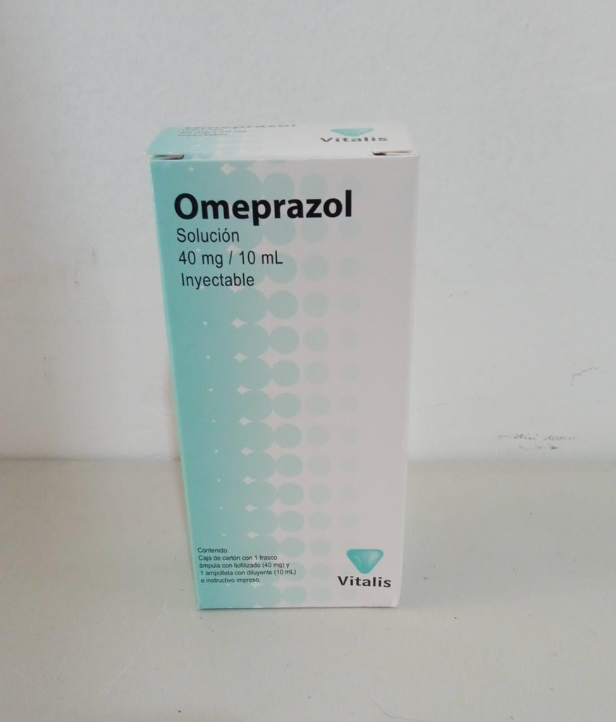 OMEPRAZOL (Vitalis) Sol. Iny. c/1 FCO. AMP. 40 MG/10 ML. Omeprazol 40mg. (Sol. Inyectable). NA