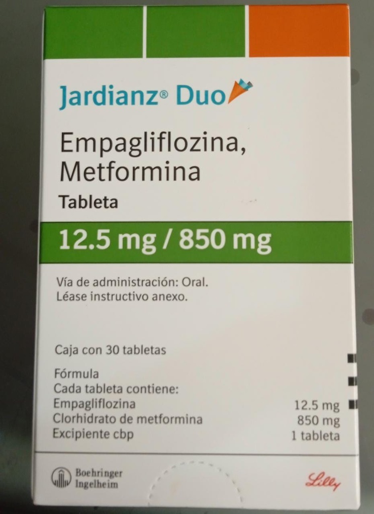 Jardianz Dúo Empagliflozina 12.5mg / Metformina 850mg 30 Tabletas LILLI