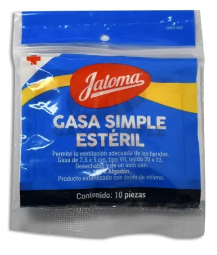GASA SIMPLE ESTERIL 10 PIEZAS (JALOMA) 