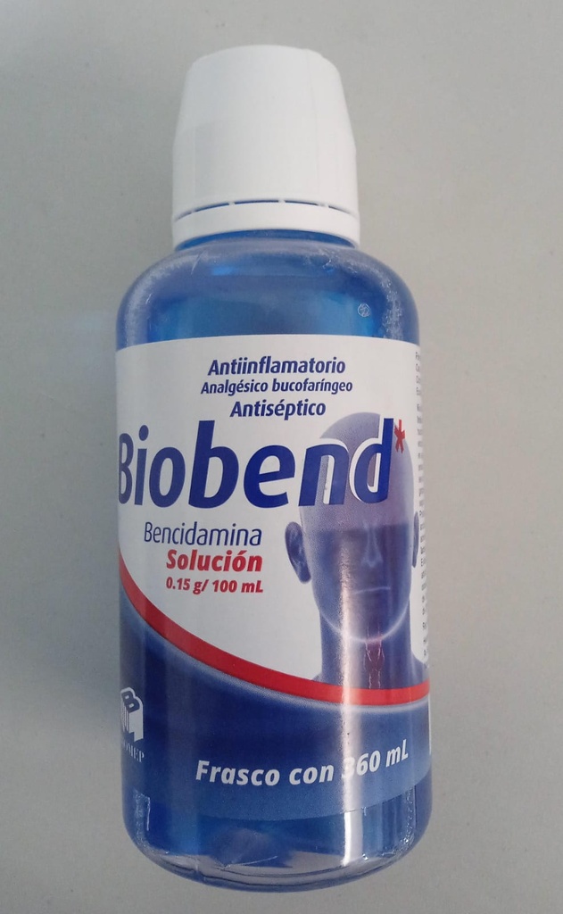 Biobend Sol. Bucofaríngea Fco. 360 ML. 0.15 G/100 ML. Bencidamina Solución Enjuague BIOMEP