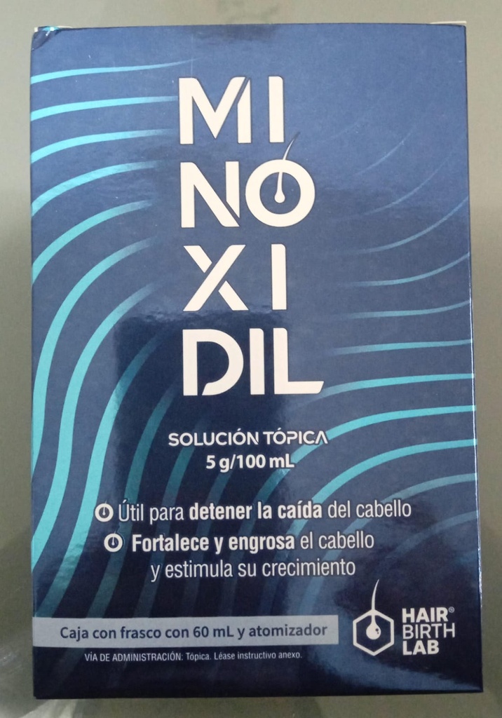 MINOXIDIL (Hair Birth Lab) SOL. TÓPICA Fco. Atomizador 60 ML. 5 G/100 ML. Minoxidil al 5% NA