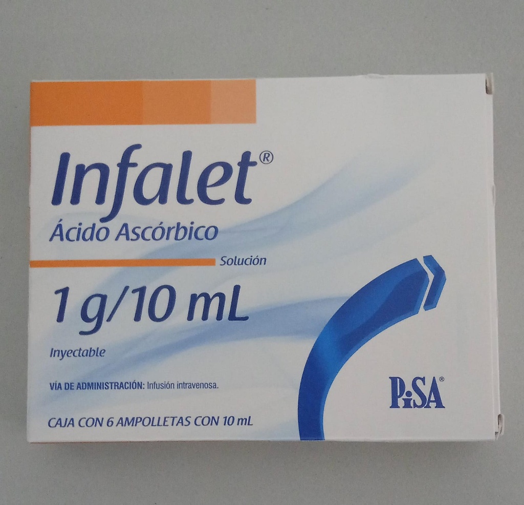 INFALET Sol. Iny. c/6 AMPTAS. 1 G/10 ML. Ácido Ascórbico 1g. (Sol. inyectable) NA