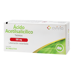 ÁCIDO ACETILSALICÍLICO (Avivia) c/30 TABS. L.R. 100 MG. Ácido Acetilsalicílico 100mg. (Liberación retardada). NA