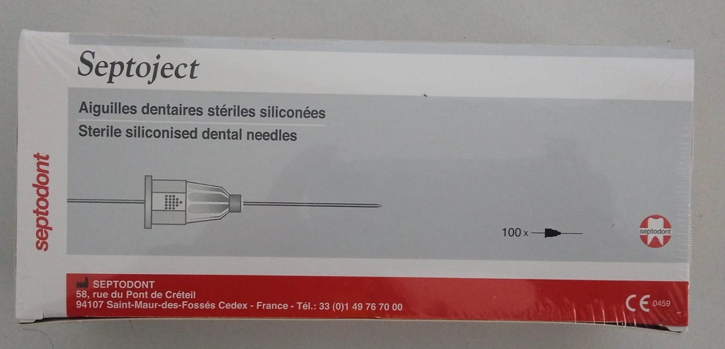 Aguja Septoject Estériles siliconadas 27 Larga Caja C/100 dental