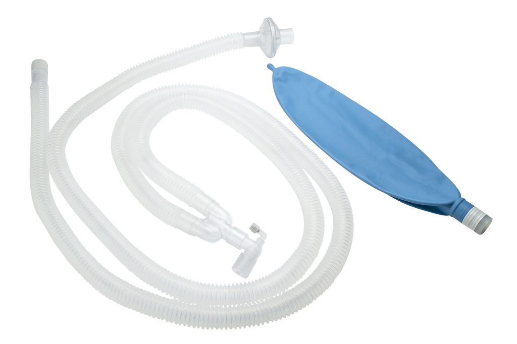 Circuito Para Anestesia Pediatrico Expandible en y Giratoria de 43cm a 1.80 mts Con bolsa reservorio de 1 litro y línea de muestreo. Circuito expandible de 0.43 – 1.83 m. HUDSON