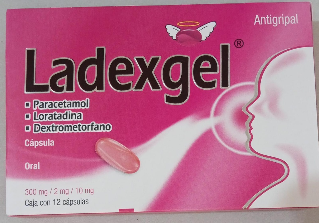 LADEXGEL c/12 CAPS. 300/2/10 MG. Paracetamol+Loratadina+Dextrometorfano NA