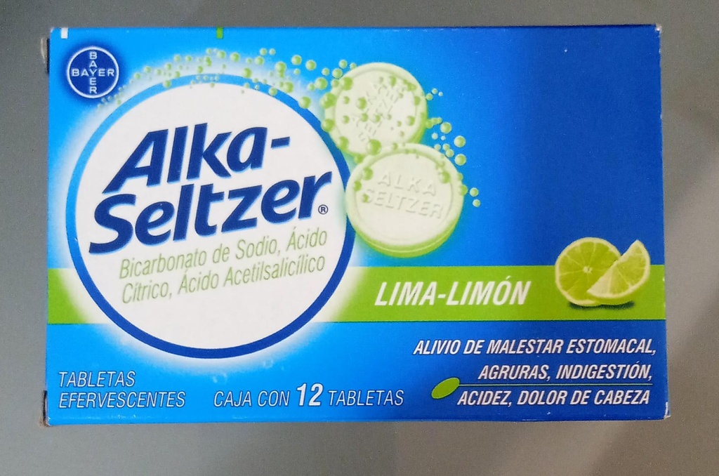 ALKA-SELTZER c/12 TABS. EFERVS. Sab. Lima-Limón 1.700/1.0/0.325 G. Bicarbonato de sódio+Ácido cítrico+Ácido Acetilsalicílico NA