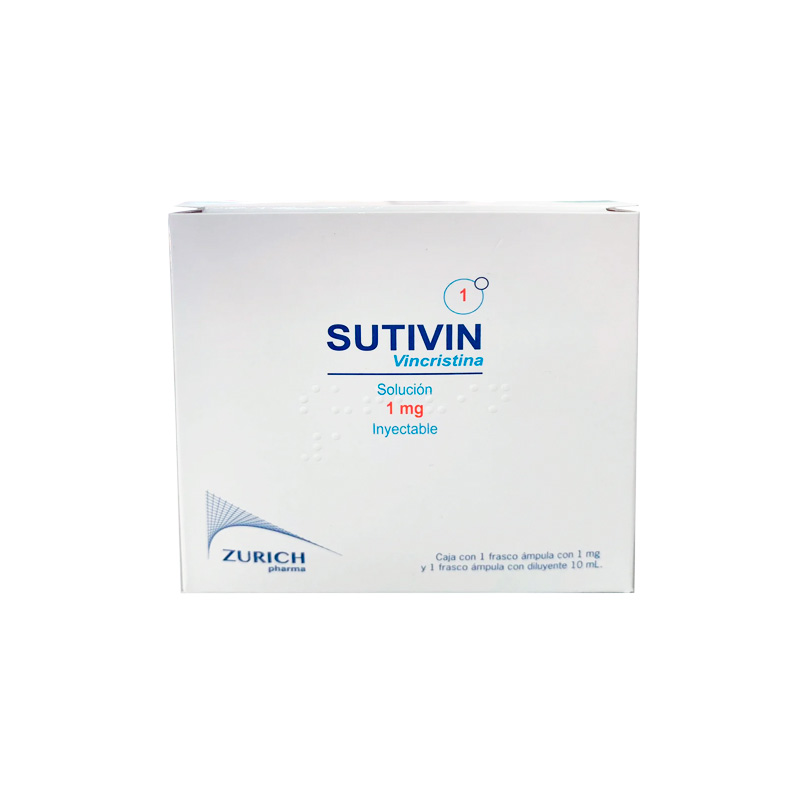 SUTIVIN VINCRISTINA. SOLUCIÓN INYECTABLE. CADA FRASCO ÁMPULA CON LIOFILIZADO CONTIENE: SULFATO DE VINCRISTINA 1 MG. ENVASE CON FRASCO ÁMPULA Y UNA AMPOLLETA CON 10 ML DE DILUYENTE. ZURICH