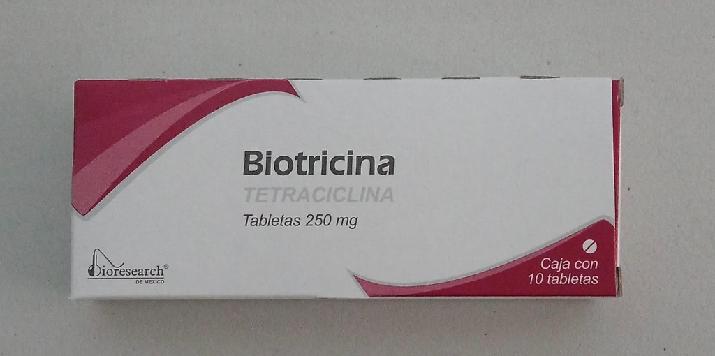 BIOTRICINA c/10 TABS. 250 MG. Tetraciclina 250mg. NA