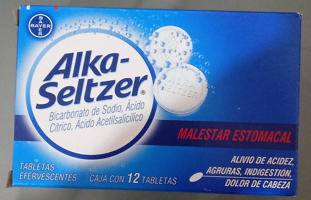 ALKA-SELTZER c/12 TABS. EFERVS. 1.976/1.0/0.324 G. Bicarbonato de sódio+Ácido cítrico+Ácido Acetilsalicílico NA